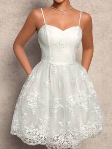 Women's Sleeveless Solid Color Simple And Fashionable Summer Dress, Party Dress, Prom Dress - White - View 1