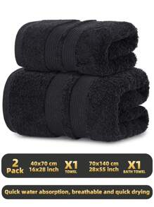 2pcs/Set [1 Face Towel + 1 Bath Towel] Solid Color Face Towel And Bath Towel Bathroom Combo Set, Plush Texture, Quick-Drying, Suitable For Bathing, Face Washing, Sports, Gym, Bathroom, Hotel, Travel And Other Scenarios Back To School