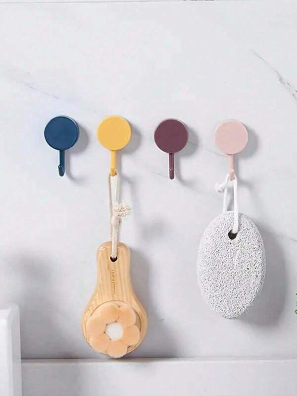 30/201 pieza Ganchos adhesivos sin costuras de colores, ganchos adhesivosy fuertes y lindos, Gancho adhesivo para pared, unicolor, redondos y pequeños