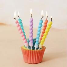 6 件/12 件马卡龙彩色女孩主题生日蜡烛和 6 件/12 件/24 件闪光点直棒生日蜡烛、螺旋蛋糕装饰、糖果色扭曲旋转蜡烛用于蛋糕装饰、派对蜡烛、可爱蜡烛适合生日派对、婚礼、聚会、面包店装饰、氛围摄影道具。 - 彩色 - 查看 10