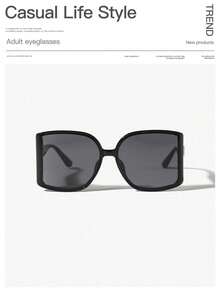 1 pieza Gafas de mujer de montura cuadrada curva de moda en color blanco para salidas, regalos de vacaciones y festivales de música