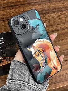 1pc Fashionable Stallion Printing Down Jacket Style TPU Painted Phone Case, Compatible With Apple 16 Promax/15/14/13/12/11, Galaxy A06/A16/A26/A36/A56/S25Ultra,International Version, Not The Domestic Version - Multicolor - View 3