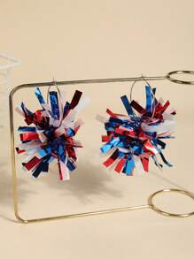 2 pièces Boucles d'oreilles à feux d'artifice larges et brillantes, boucles d'oreilles de fête exagérées de style de rue rouges/blanches/bleues, boucles d'oreilles pour femmes avec ambiance de festival