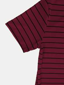 K&K FASHION SHEIN Ribbed Striped T-Shirt - Granate - Ver 5