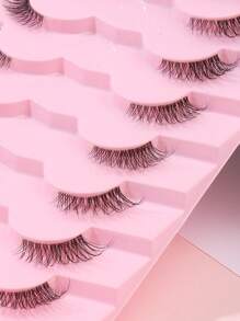 7 Pairs Half Lashes Natural Look With Clear Band Wispy Fluffy Cat Eye Look Natural Short Accent Lashes End Lashes Corner Eyelashes 3/4 Lashes Reusable Lashes Pack Strip Lashes,Lashes,Eyelashes,Fake Lashes