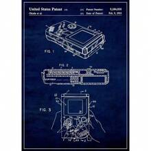 1 peça/3 peças pôsteres de artes de parede, projeto de controle de jogo vintage, patente, pôster de jogo legal, pintura em tela, arte de parede, adequada para sala de estar, decoração de sala de jogos familiar, sem moldura/emoldurada