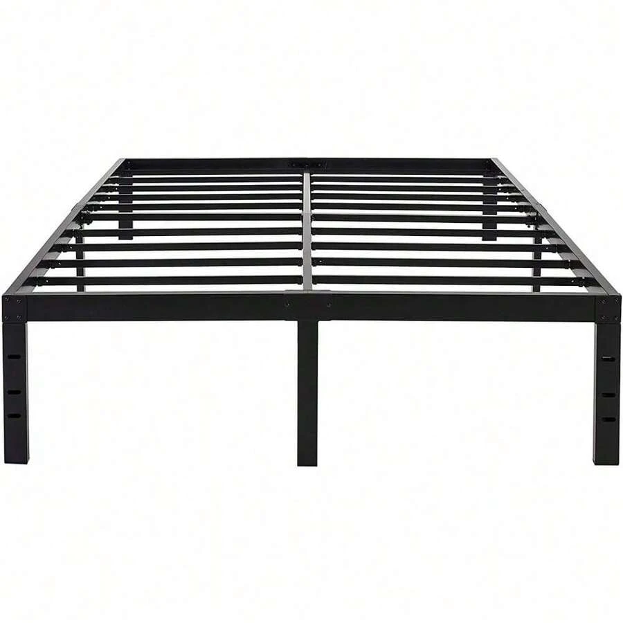 Cama de plataforma de 45 Min ST de 18 pulgadas con máxima capacidad de almacenamiento/reforzada/capacidad de 3500 lbs/fácil ensamblaje/base para colchón/láminas de acero/silencioso, tamaño Queen - Lleno - Ver 1