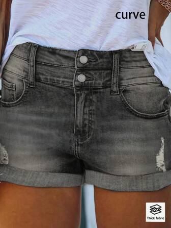 Nou stil transfrontalier Moda de stradă europeană și americană Moment strâns Plus mărime, subțire, cu doi nasturi, ocazional, pantaloni subțiri, sexy, super pantaloni scurti care acoperă fundul fetei