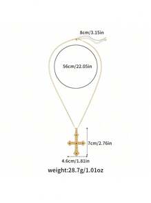 1pc Women's Fashion European Copper Plated 18K Gold Multicolor Zirconia Flower Cross Pendant Necklace, Suitable For Gifts, Parties And Daily Wear, Velvet Bag Packaging