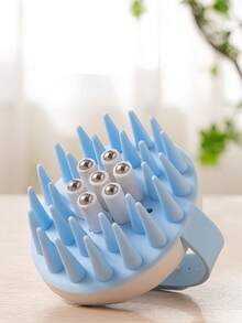 1pc New Silicone Hair Washing Brush, Scalp Massage Shampoo Brush, Oval Shaped Silicone Hair Brush With Massage Beads And Wrist Strap, Solid Color, Hair Styling, Hair Stuff ,Hair Accessories - Multicolor - View 1