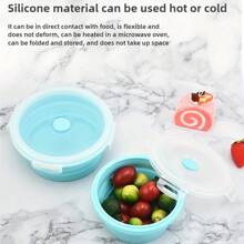 1 Piece / 3 Pieces Set / 4 Pieces Set Round Foldable Silicone Lunch Box / Storage Box With PP Cover, Blue Portable Round Bento Box, Round Kitchen Storage Box / Storage Box, Portable Food Storage Container, Refrigerator Storage Container, Dishwasher Washable, Microwave-Safe, Stackable Design For Easy Storage And Carrying, Suitable For Salads, Camping, Travel, Family, School, Etc.
