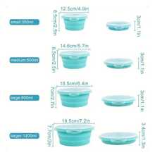 1 Piece / 3 Pieces Set / 4 Pieces Set Round Foldable Silicone Lunch Box / Storage Box With PP Cover, Blue Portable Round Bento Box, Round Kitchen Storage Box / Storage Box, Portable Food Storage Container, Refrigerator Storage Container, Dishwasher Washable, Microwave-Safe, Stackable Design For Easy Storage And Carrying, Suitable For Salads, Camping, Travel, Family, School, Etc.