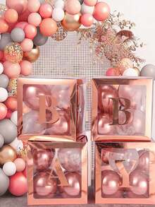 4 Pieces, Multiple Colors, Baby Box With Letters, Transparent Decorative Block Box For Displaying Gender, Transparent Balloon Box Background Suitable For Baby Showers And Birthday Parties - Multicolor - View 8