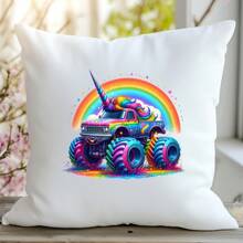 1/2/4pcs Coolest Rainbow Unicorn Monster Truck Design Heat Transfer Stickers, Suitable For DIY T-Shirts, Hoodies, Jeans, Backpacks, Handbags, Pillowcases And Vintage Baseball Caps, Durable Washable Plastic Stickers For Crafting And Decorating