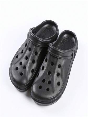 Couple's Outdoor Hollow Design Breathable Sandals, Casual Home/Beach/Garden Clogs, Versatile Perforated Slip-On Shoes