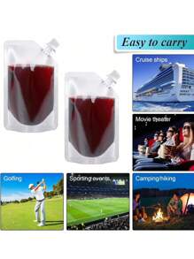 10pcs, 10pcs Plastic Beverage Bags And 3pcs Mini Funnel, Small Transparent Plastic Funnel For Perfume, Transparent Portable Water Bag For Outdoor,Disposable Travel Leak Proof Bag Squeeze Bag,Reusable Sealed Liquid Bag,Used For Storing Alcoholic Beverages, Milk, And Other Beverages, Water Bottle
