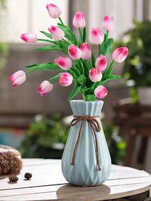 3 件人造 PU 郁金香，逼真纹理假花，适合家庭、办公室、婚礼装饰 - 彩色 - 查看 1