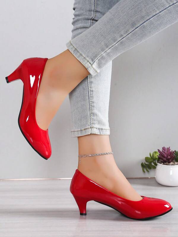 Plus Size Women's High Heel Slip-On Dress Pumps, Fashion Formal Office Work Shoes, All Season