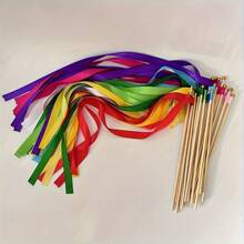 30PCS Multicolor Double Layer Ribbon Fairy Wand With Bell, Plastic Party Streamers For Birthday And Universal Celebrations - No Feathers, Electricity-Free Use