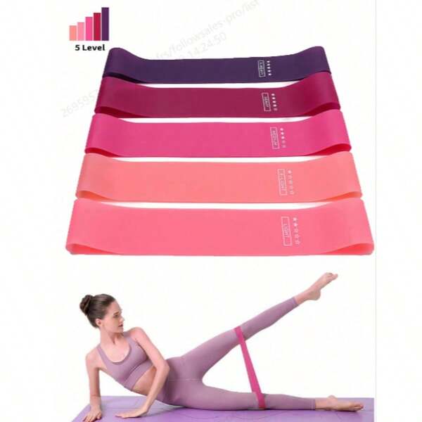 5pcs/Set Gradient Pink, Blue, Black Resistance Bands, Elastic Band For Glute, Strength Training, Squat, Booty Lifter