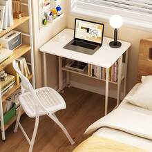 Scandinavian Style Folding Desk, PC Desk, Width 80/100cm, Wooden, Natural Wood Look, With Storage Shelf, Remote Work/Study Desk, Easy Assembly, Space Saving