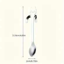 1pc Stainless Steel Cat Design Coffee Spoon, Creative Cat Dessert Spoon, Machine Washable And Reusable, , Suitable For Restaurants, Kitchens, Parties, Weddings, Gifts For Cat Lovers Back To School