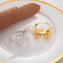 1PC Openwork Double Butterfly Napkin Rings, Gold Silver Napkin Rings, Wedding Table Decorations, Tabletop Decorations,. - Multicolor - View 4
