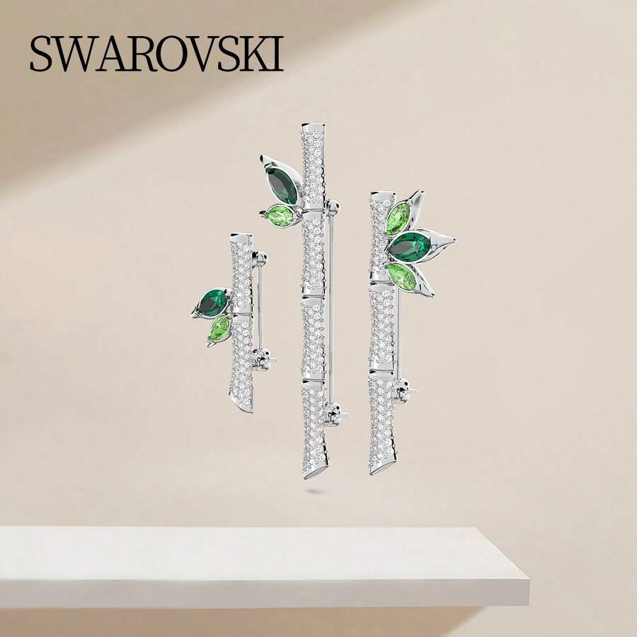 Swarovski Dellium Bamboo Green Ladies Fashion Brooch Daily Versatile Casual Banquet Design Jewelry 5645368 - Green - View 1