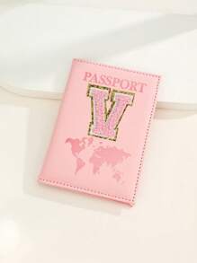 Capa Para Passaporte Com Letras De A A Z, Porta-Passaporte De Viagem Com Estampa De Mapa, Pasta Para Passaporte Rosa, Carteira Para Passaporte Para Viagens De Negócios