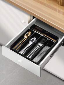 1pc Plastic Cutlery Organizer Box, Compartmentalized For Spoons, Forks, Knives, Chopsticks, Kitchen Cabinet Utensil Storage Box, Drawer Tray Organizer, Suitable For Kitchen, Drawers, Tabletops, Etc., Back To School Supplies - Cutlery Storage Box - View 7