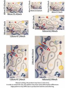 1 pieza Alfombra con diseño de astronauta y planeta de estilo de dibujos animados, alfombra de campo planetario, alfombra de astronauta, alfombra de cohete, tapete de juegos, material amigable con el pelaje, alfombra para sala de estar, alfombra para dormitorio, alfombra pequeña, alfombra grande, alfombra para cocina, felpudo de baño - Blanco - Ver 4