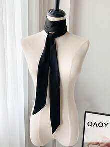 1pc Minimalist Solid Color Silk-Like Scarf, Headband, Waistband, Neckband - Versatile, Narrow Long Strip, Suitable For Daily, Commute, Ball, Banquet, Gift, Performance, Party, Fashionable, High-End, Versatile, Office Attire Decor Accessory For Dress - Black - View 13
