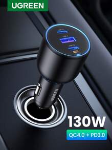 UGREEN شاحن سيارة فائق السرعة UGREEN 130 واط متوافق مع سامسونج وشاومي مع منفذي شحن سريع PD بقوة 100 واط و30 واط