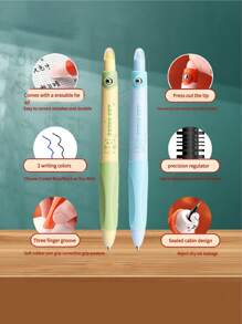 2 Pcs Of Heat-Sensitive Erasable Fountain Pens, Special For Students, Replaceable Ink Sacs, Cute Calligraphy Nib Writing Pen, Crystal Blue Black Stationery Teacher's Day Gifts Back To School