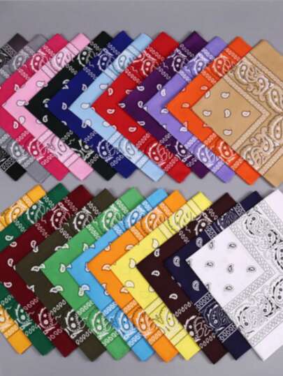 1 szt. Klasyczny retro styl uliczny z nadrukiem orzechów nerkowca Paisley kwadratowy szalik bandana, uniwersalny jako apaszka, opaska na głowę, opaska na nadgarstek, chusta na głowę, opaska na czoło, kieszonkowy kwadrat