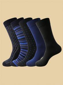 Men's Classic Striped, Polka Dot, Square Pattern Gentleman Socks, Flat Socks, Casual Socks, Mid-Calf Socks, Ankle Socks, All Season
