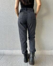 Mon Jeans Pants Without Lycra For Women - Dark Grey - View 4