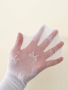 1pc Girls Mesh See-Through Tights With Butterfly Jacquard Design, Skinny Pants For Spring/Summer - White - View 5