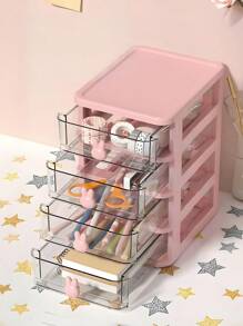 Stylish Multi-Layer Cosmetic Storage Box - Compact Plastic Makeup Organizer With Convenient Drawers, Odorless And Lightweight, Suitable For Jewelry And Beauty Essentials,For Holiday Beach, Bathroom Collection, Bedroom Collection, Large Capacity