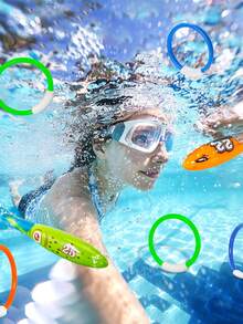 4pcs- Pool Diving Rings, Colorful Underwater Training Sinking Throw Diving Rings, Pool Diving Rings Suitable For Underwater Training, Summer Swimming Water Games Gift (Diving Rings) Swimming Breath Holding Exercise Tools - Multicolor - View 3