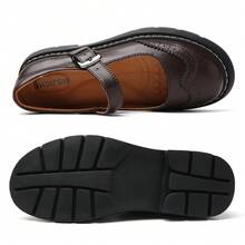Mary Jane For Women Gothic Oxford Shoes - Flat Shoes, Ankle Tied, Round Toe For Casual Dresses, Work, And Campus - 棕色 - 查看 3