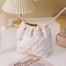 Drawstring Cosmetic Bag With Embossed Print, Large Capacity Drawstring Cosmetic Bag, Multifunctional Storage Bag. Hygiene Bag, Coin Purse, Square Cosmetic Bag, Large Capacity Cosmetic Bag, Large Capacity Travel, Christmas Gift, Skin Care Bag