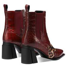 TDD Western Gladiator Boots For Women Winter Ankle Extra Wide Calf Booties Botas Para Mujer Chelsea Leather Chunky Block Dress Combat Warm Lined Cowboy Cowgirl Ladies High Heels