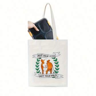 Vegan Lunch Bag Not Your Mom, Not Your Milk , Vegan Bento Bag, Tote Lunch Box Bag, Vegan Bag, Tote Bag, Vegan Gift, Vegan Bags