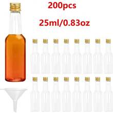 Paquete de 25, Mini botellas de licor, 0.83oz 1.7oz 3.3oz Botellas pequeñas vacías de plástico con tapas de rosca, botellas para shots, envases para bebidas, botellas de vino reutilizables, botellas de espíritu vacías, botellas de jugo, botellas de alcohol, botellas de salsa para bodas, fiestas, suministros para fiestas de Navidad, accesorios portátiles de almacenamiento