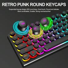 Glowing Gaming Keyboard And Mouse Set, Punk Retro Laptop Computer Keyboard Mouse Combo - Black - View 4