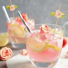20/50/100 piezas Palillos con forma de flor de rosa de bambú, de 4.7 pulgadas de largo, elegantes palillos de bambú, adecuados para aperitivos, pinchos de fruta, decoraciones de boda, fiestas del Día de San Valentín, alimentos, bebidas y pinchos de fruta, ceremonias de graduación del Día de la Madre y otras ocasiones. - Blanco - Ver 8