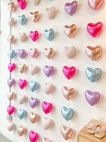 10pcs 10-Inch Heart Shaped Foil Balloons, Gold, Silver, Rose Gold, Red, Green, Pink, Blue, Purple, Magenta, Small Size, Suitable For Proposal, Wedding Anniversary Decoration, Date Surprise, Birthday Party, Halloween, Christmas Gift, Sweet Theme Party Decor - Multicolor - View 5