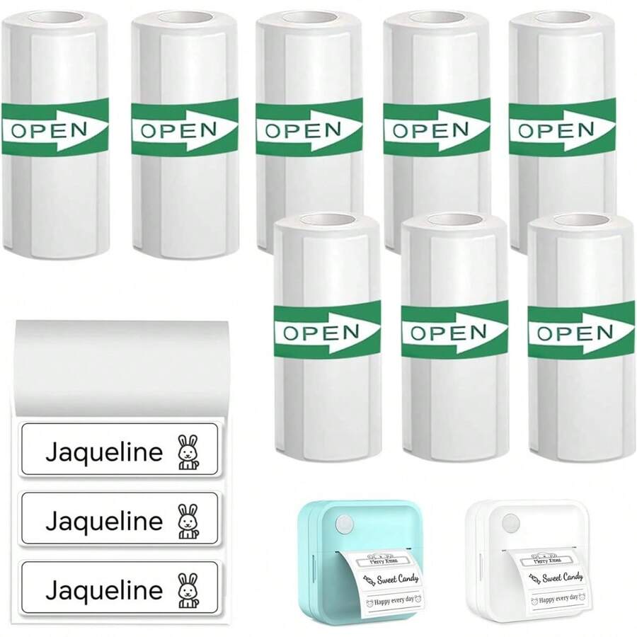 Mini Thermal Printer Label - 52x15mm Thermal Sticker Label White Self Adhesive Label Maker Tape For 57mm Portable Thermal Printer, Thermal Sticker Label For Home Office School Organization