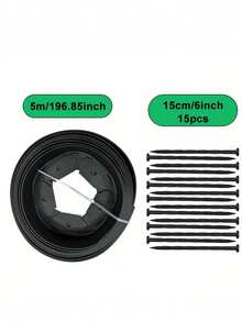 PE Material No-Dig Garden Edging Kit, 16.4 Ft Black Landscape Border, 2-Inch Height, Durable & Easy To Install, With 15 Anchoring Stakes, For Flower Beds, Tree Rings & Walkways - Multicolor - View 14